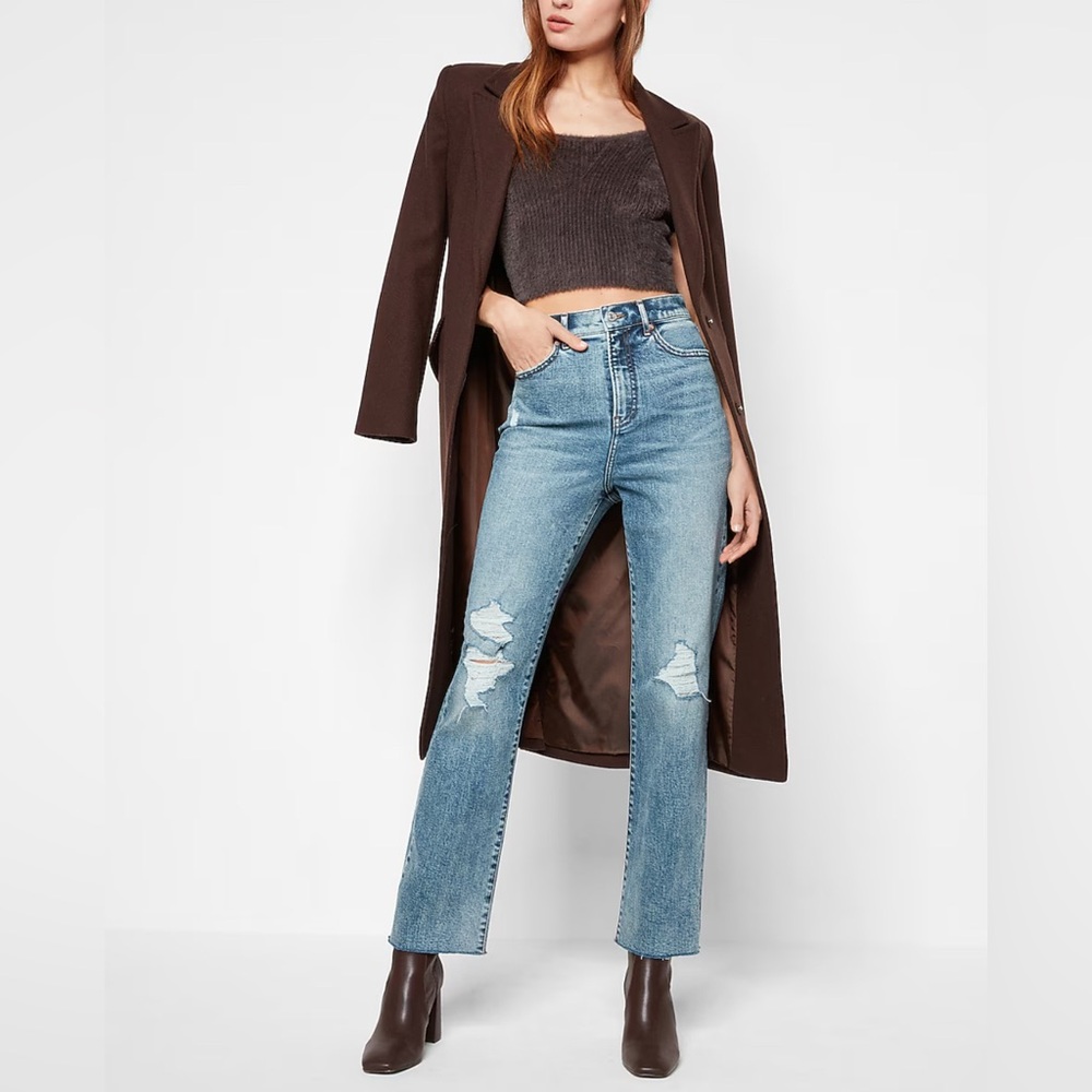 Express High Waisted Distressed Jeans
